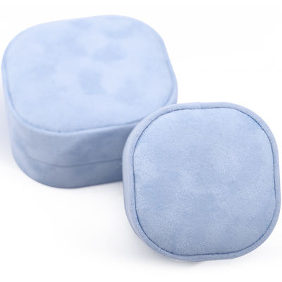 Scatola portagioie di lusso con coperchio e base, scatola portagioie in velluto blu di alta qualità con logo