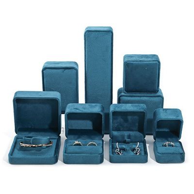 comprare Logo personalizzato Blu scuro elegante gioielli di velluto scatole regalo per imballaggi di lusso online manufacture