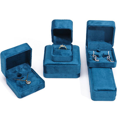 Prodotto all'ingrosso vendita calda Luxury Jewelry Box Personalized Custom logo high end Colletto Blu Bracciale Orecchini Anello Imballaggio Casella di gioielli di velluto