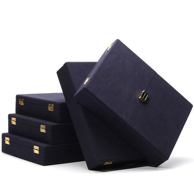 Gioielli in pelle blu in microfibra Scatole regalo Gioielli personalizzati confezionamento 29x23x5cm