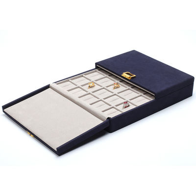Gioielli in pelle blu in microfibra Scatole regalo Gioielli personalizzati confezionamento 29x23x5cm