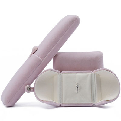 comprare Tasteful Purple Velvet Jewelry Box Clamshell in forma di custodia con chiusura a bottone online manufacture