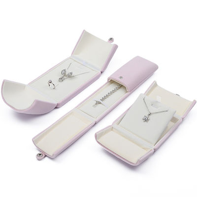 Tasteful Purple Velvet Jewelry Box Clamshell in forma di custodia con chiusura a bottone