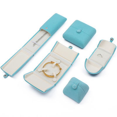 Scatola di imballaggio per gioielli di velluto soffice e elegante in ciano