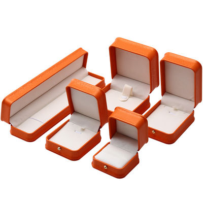 Orange Snow Grain Noble PU Leather Jewelry Box per imballaggi di lusso