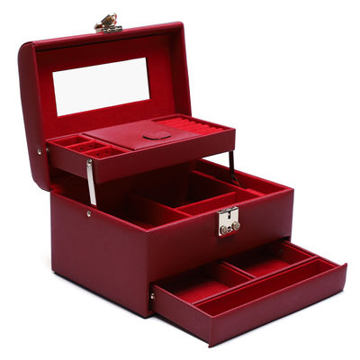 comprare Organizzatore di gioielli in cuoio PU di grande capacità con specchio per viaggi online manufacture