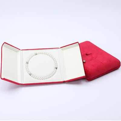 Cina Produzione all'ingrosso Scatola di gioielli di lusso Packaging personalizzato di alta gamma Collana Bracciale Orecchini Anello Packaging a doppia anta Scatola di gioielli rossa in velluto con logo