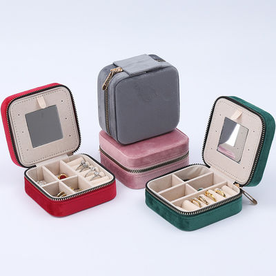 High End Elegante Gioielleria Scatola di Stoccaggio Soft Velvet Gioielleria Organizzatore Viaggio Con Specchio