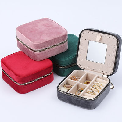 High End Elegante Gioielleria Scatola di Stoccaggio Soft Velvet Gioielleria Organizzatore Viaggio Con Specchio