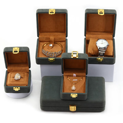 Grigio Verde Elegante Soft Velvet Gioielleria Organizzatore Box Set per imballaggi di lusso