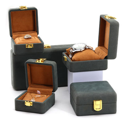 Grigio Verde Elegante Soft Velvet Gioielleria Organizzatore Box Set per imballaggi di lusso