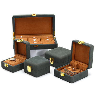 Grigio Verde Elegante Soft Velvet Gioielleria Organizzatore Box Set per imballaggi di lusso