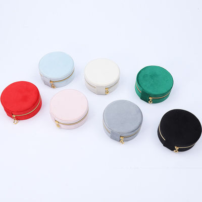 Scatola di deposito di gioielli di velluto morbido a forma rotonda organizzatore borsa a cerniera per viaggi