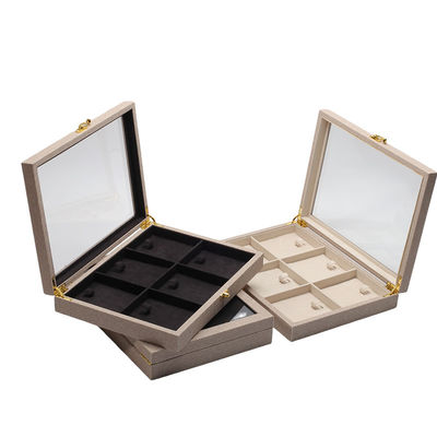 Flip Open PU cuoio gioielleria Display Box Multiplice Comparti con specchio
