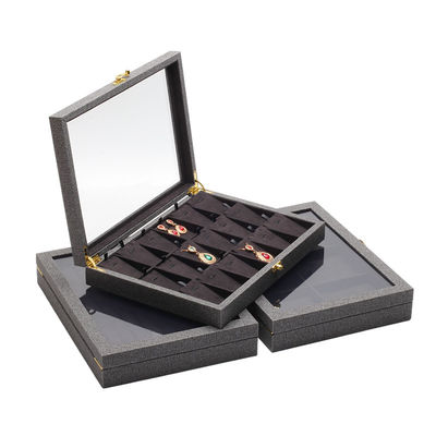 Flip Open PU cuoio gioielleria Display Box Multiplice Comparti con specchio