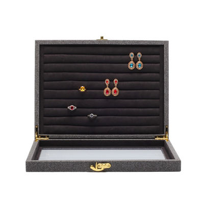 Flip Open PU cuoio gioielleria Display Box Multiplice Comparti con specchio