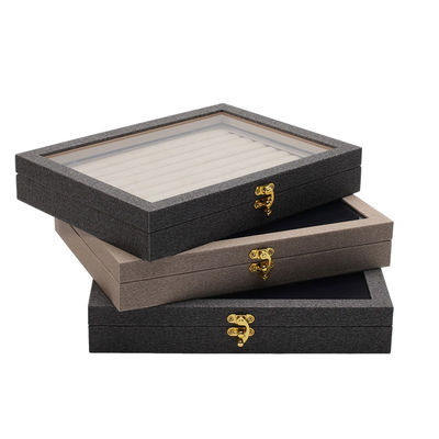 Flip Open PU cuoio gioielleria Display Box Multiplice Comparti con specchio