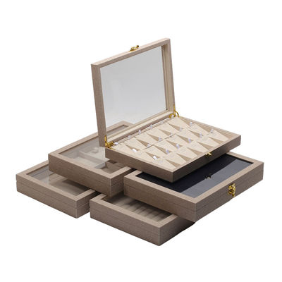 Flip Open PU cuoio gioielleria Display Box Multiplice Comparti con specchio
