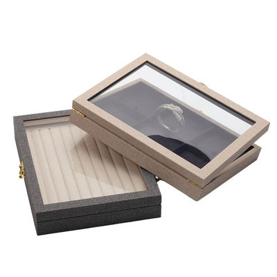 Flip Open PU cuoio gioielleria Display Box Multiplice Comparti con specchio