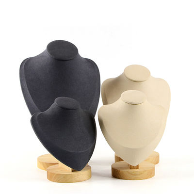 Sopralluogo di velluto morbido supporto per display per collare in legno supporto per display per pendenti