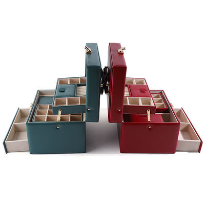 Scatola organizzatrice per gioielli in pelle portatile in PU con funzione mirror multi