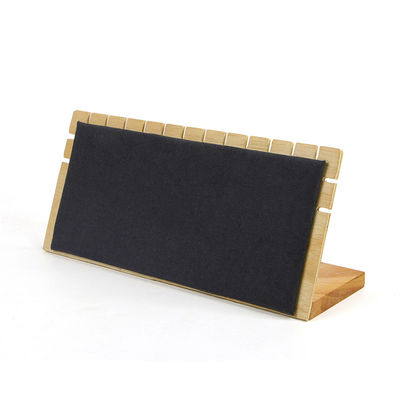 Rack per display di gioielli in legno rettangolare con taglio a tacchetta