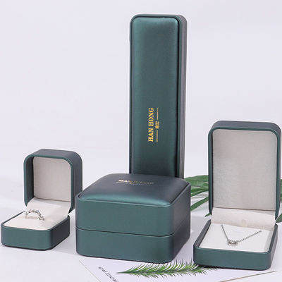 comprare Convesso di pelle finta verde scuro Scatola di deposito gioielli Organizzatore di lusso Imballaggio online manufacture
