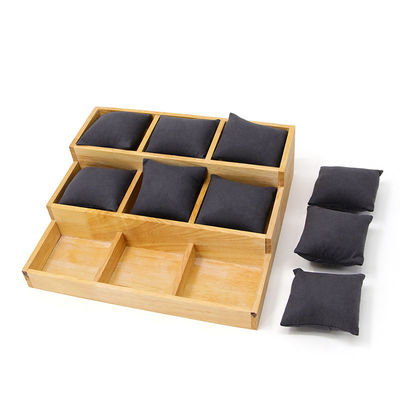 Piastra espositiva per orologi in legno massello 3x3 a cellule multiple con cuscini per spettacoli di lusso