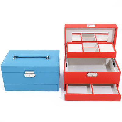 comprare Portatile Spazio Spazioso Falsato Organizzatore di Gioielli in Pelle Scatola Multi Cellule Imballaggio online manufacture