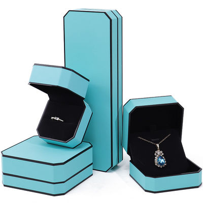 Cyan Elegante Octagonale Falsa Gioielleria In Cuoio Con Ornamento Al Margine Nero