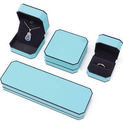 Cyan Elegante Octagonale Falsa Gioielleria In Cuoio Con Ornamento Al Margine Nero