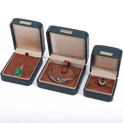 Converso con il tetto di pelle finta Luxury gioielleria Box con ornamento della barra d'oro