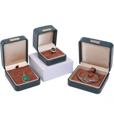 Converso con il tetto di pelle finta Luxury gioielleria Box con ornamento della barra d'oro