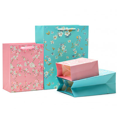 Modello di fiori robusta cartone carta Tote sacchetto con maniglie per il regalo di compleanno della ragazza