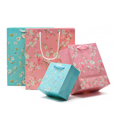 Modello di fiori robusta cartone carta Tote sacchetto con maniglie per il regalo di compleanno della ragazza