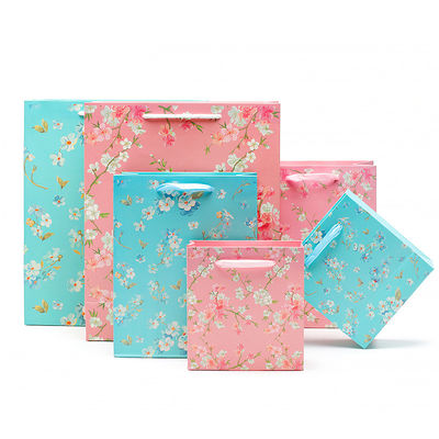 Modello di fiori robusta cartone carta Tote sacchetto con maniglie per il regalo di compleanno della ragazza