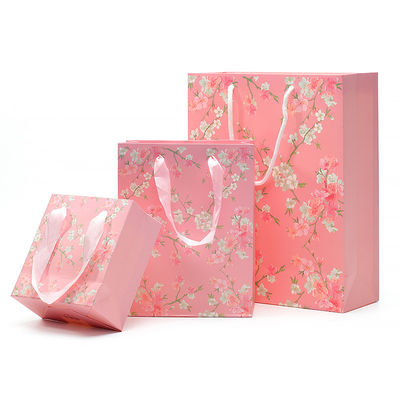 Modello di fiori robusta cartone carta Tote sacchetto con maniglie per il regalo di compleanno della ragazza