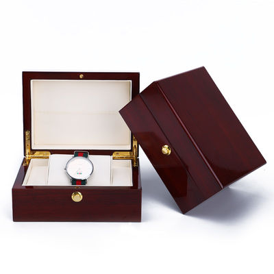 OEM antipolvere Casella di archiviazione per orologi di lusso in legno con chiusura a pulsante