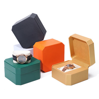 Octagonale elegante orologio in pelle di lusso scatola con rivestimento di velluto morbido per regalo