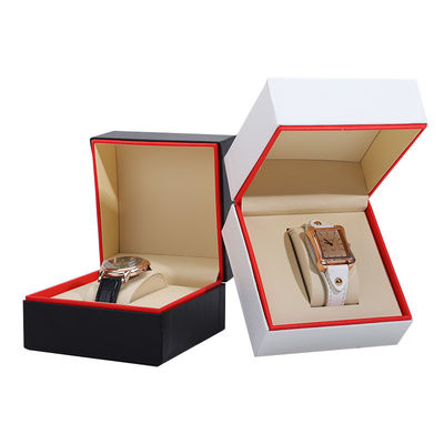 Soft Handy Stile PU Cuoio Orologio Confezionamento Scatola Red Edge Cassa da deposito per regalo