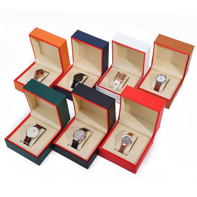 Soft Handy Stile PU Cuoio Orologio Confezionamento Scatola Red Edge Cassa da deposito per regalo