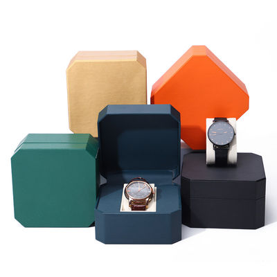 Octagonale elegante orologio in pelle di lusso scatola con rivestimento di velluto morbido per regalo