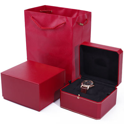 Incantevole custodia di orologi di carta rigida e ottagonale con ornamento a bottone d'oro