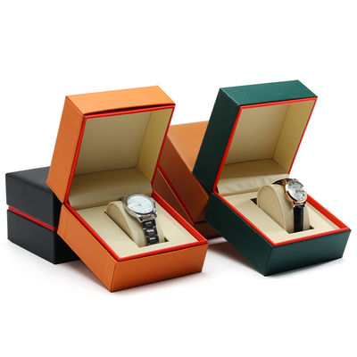 comprare Cassa orologio in pelle PU resistente alla polvere con bordo interno rosso online manufacture