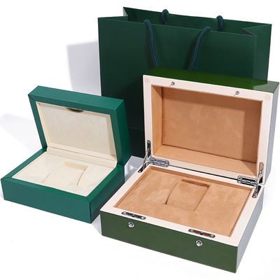 comprare Scatola di orologio in legno verde di fascia alta per l' imballaggio regalo di lusso con borsa a torcia ribaltata online manufacture