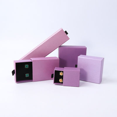 Manifattura all'ingrosso Eco-friendly regalo di alta qualità gioielleria scatola personalizzata anello personalizzato collana orecchino braccialetto imballaggio cartone viola cassetto carta gioielleria scatola con logo