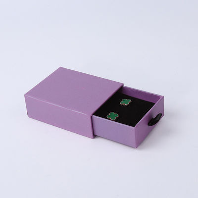 Manifattura all'ingrosso Eco-friendly regalo di alta qualità gioielleria scatola personalizzata anello personalizzato collana orecchino braccialetto imballaggio cartone viola cassetto carta gioielleria scatola con logo