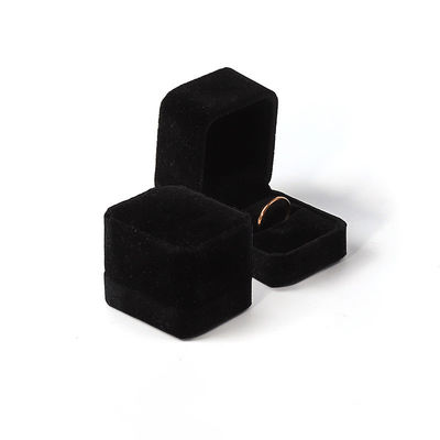 Anello di nozze di velluto nero personalizzato scatola doppia eco-friendly