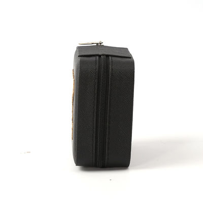 Gioielleria di lusso Cassa di deposito regalo Logo personalizzato Portable Small Leather Black Organizer Travel Case