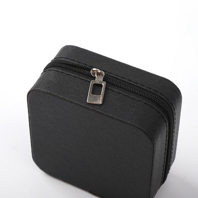 Gioielleria di lusso Cassa di deposito regalo Logo personalizzato Portable Small Leather Black Organizer Travel Case